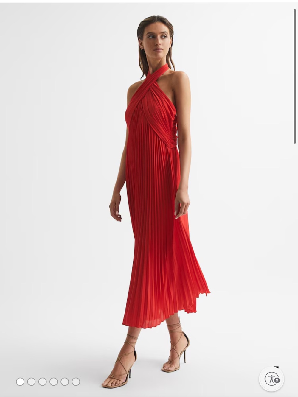 Reiss roya halter neck pleated midi dress